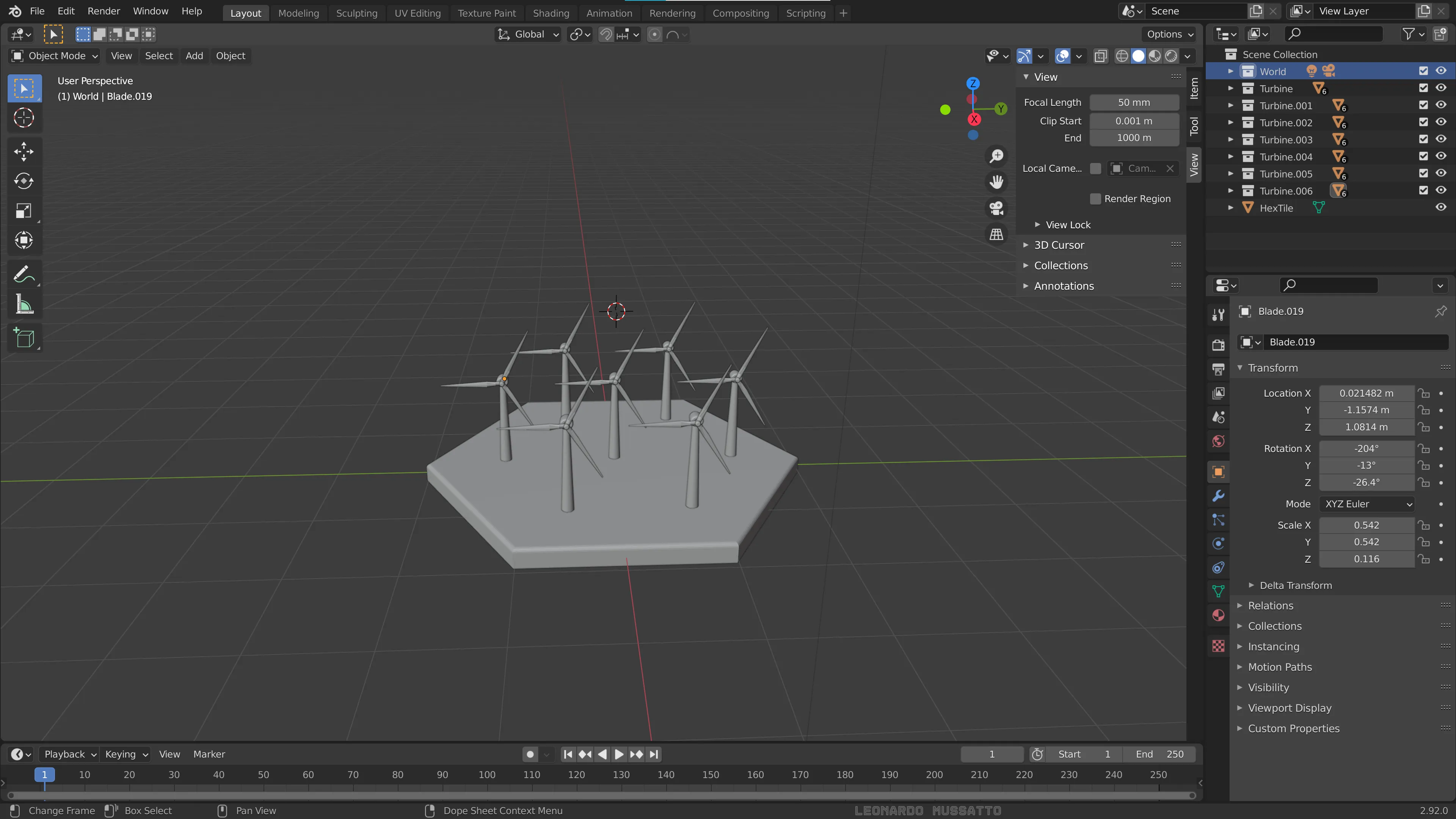 wind turbines tile mesh in Blender