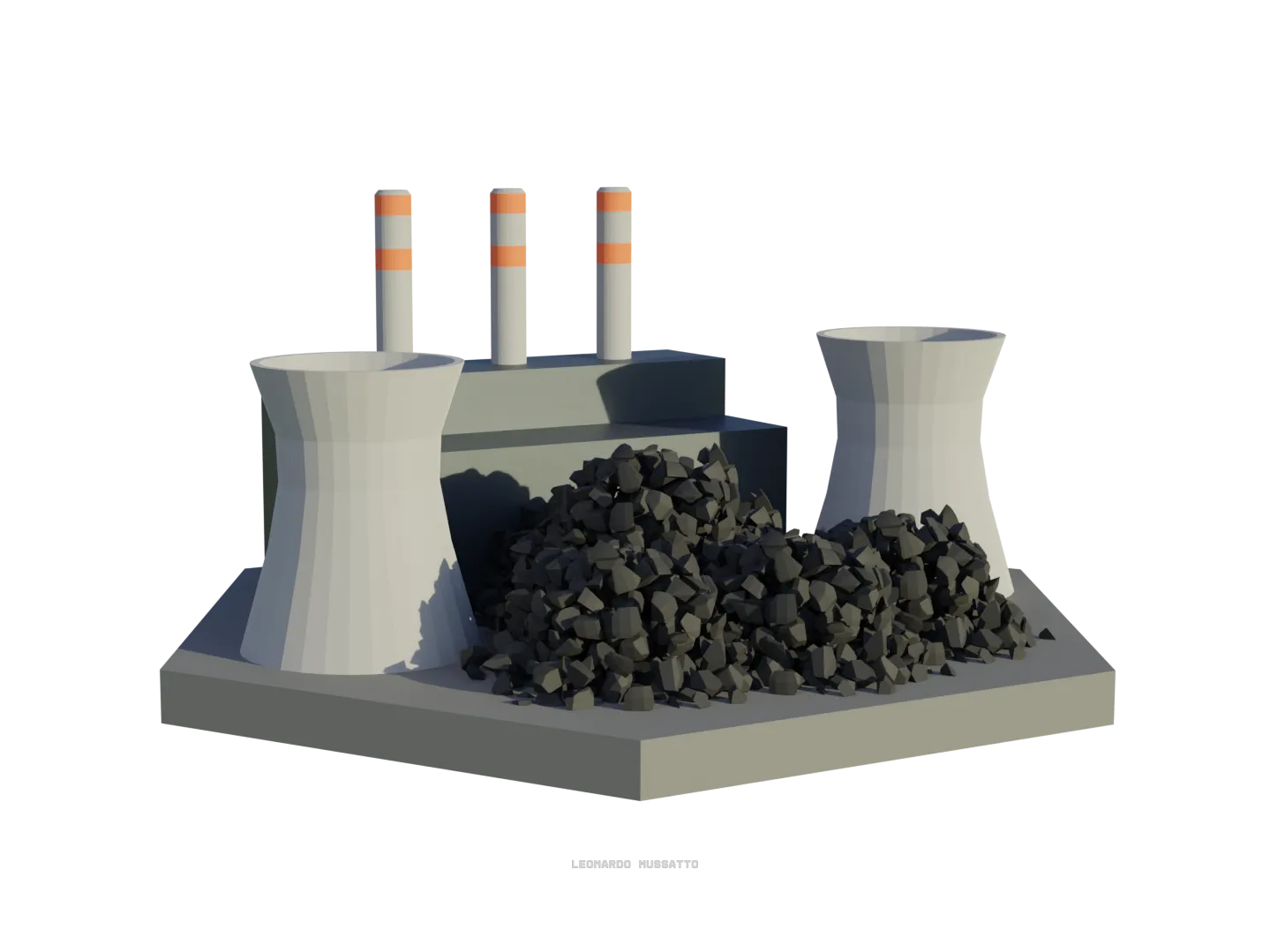 Coal generator tile: stylized coal generator and coal piles